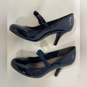POP  Beige Mary Jane style 3”heels, navy blue, size 10